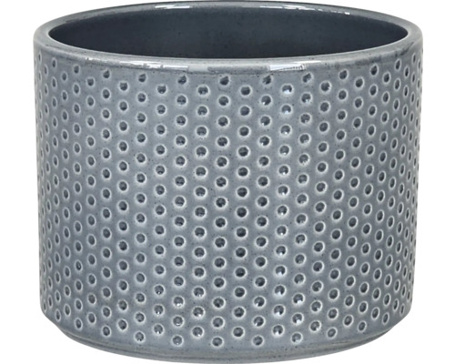 Obal na květináč keramický Dickob Pillar Spot Ø 16,8 x 14,8 cm lesklý šedočerný Válcovitý květináč s tečkovaným vzorem.