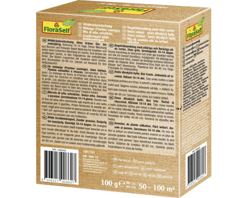 FloraSelf Směs divokých bylin pro přibližně 50 až 100 metrů čtverečních