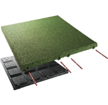 Zelené a černé dlaždice na ochranu proti pádu s připojovacími kolíky.