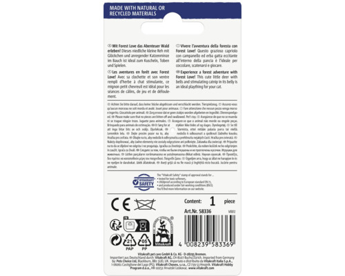 Obal hračky Forest Love s tím, že je vyrobena z přírodních nebo recyklovaných materiálů