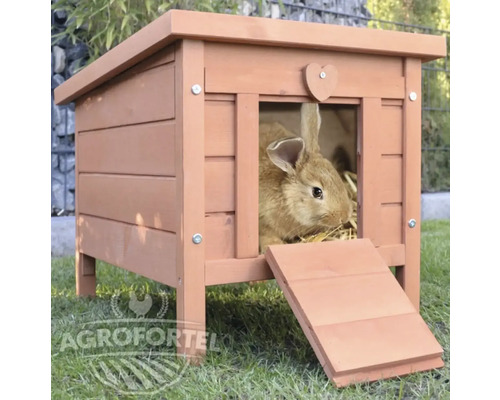 Dřevěný králíkárna s rampou a ozdobou srdce s králíkem