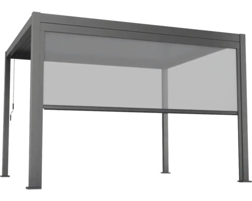 Pergola zahradní 400 x 300 cm s lamelovou střechou antracit vč. zastínění Pergola se spuštěnou roletou pro ochranu soukromí