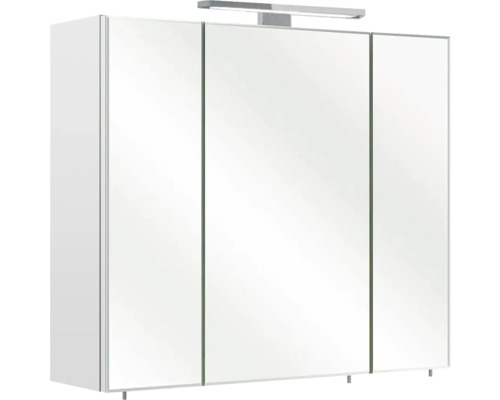 Zrcadlová skříňka s osvětlením Quickset 70 x 20 x 60 cm lesklá bílá 40.407108 Zrcadlová skříňka se třemi dvířky a osvětlením