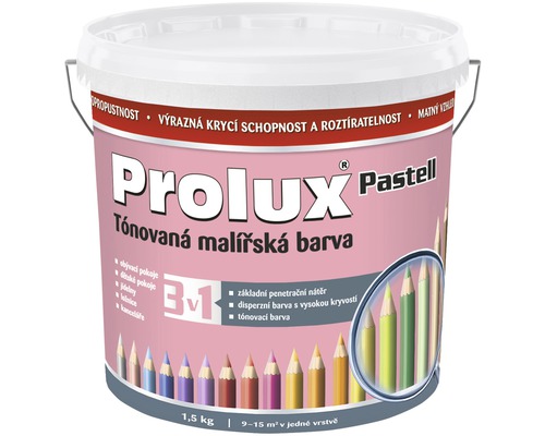 Barva na zeď Prolux Pastell tónovaná 0837 růžová 1,5 kg Kbelík interiérové barvy Prolux Pastell Tónovaná Malířská Barva