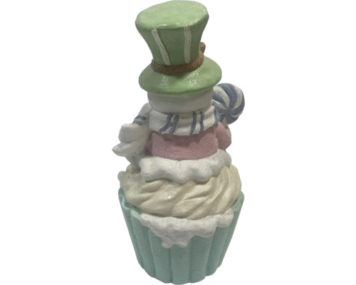 Dekorativní figurka cupcaku s kloboukem a cukrovou tyčinkou