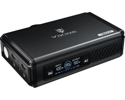 Bateriový generátor - powerbanka Viking VALI150 10000mAh s displejem černý Černá napájecí stanice Viking s výkonem 150 W