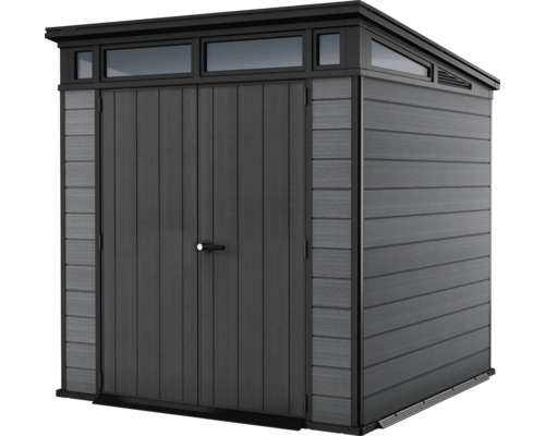 Zahradní bouda s dvoukřídlými dveřmi a okny