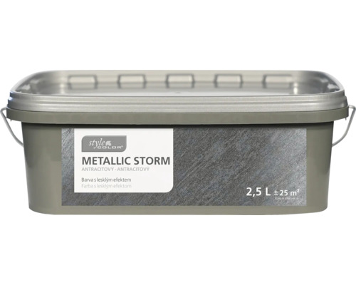 Barva na stěnu StyleColor Metallic Storm 2,5 l antracit Kbelík s metalickou barvou Metallic Storm 2,5 litru