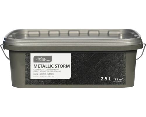 StyleColor Barva na zeď Metallic Storm 2,5 L černý se zlatými třytkami