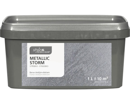 Barva na stěnu StyleColor Metallic Storm 1 l stříbro Metalická barva Metallic Storm v plechovce