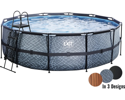 Nadzemní bazén rámový EXIT Stone Pool ø488 x 122 cm design kámen s pískovou filtrací a žebříkem