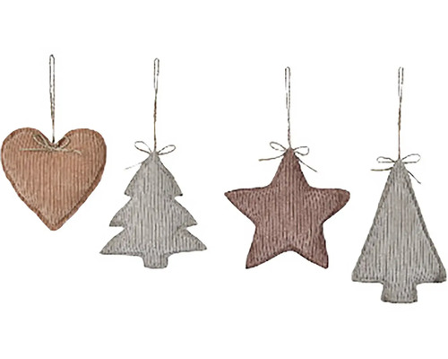 Závěsná dekorace, různé druhy Sada ozdob na vánoční stromeček se srdcem, stromečkem a hvězdou