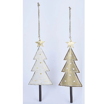 Dva ozdobné vánoční stromky s hvězdami a závěsem