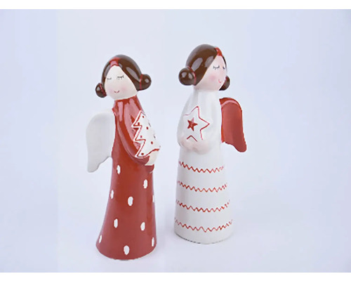 Anděl keramický, různé druhy Dva dekorativní vánoční andělé z keramiky