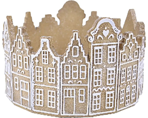 Domečky v kruhu polyresin Svícen ve tvaru řady domů