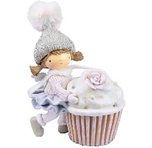 Dekorativní figurka dívka s čepicí a cupcakem
