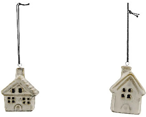 Dvě ozdoby ve tvaru domu pro vánoční dekoraci