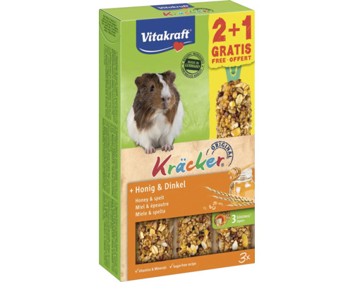 Doplňkové krmivo pro morčata Vitakraft Kräcker® med a špalda 2+1 zdarma