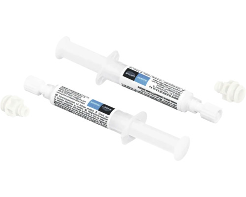 Dvě tuby lepidla Grohe Quickfix s dávkovacími hroty