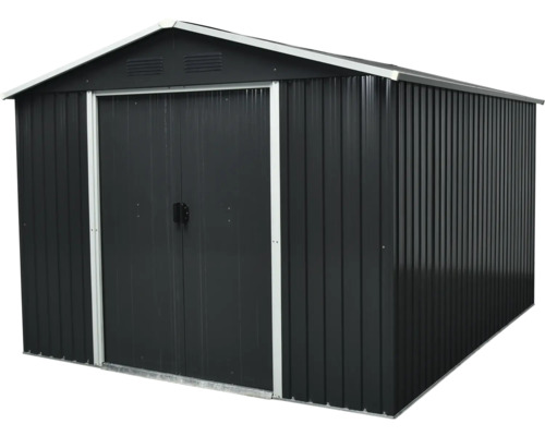 Kovová zahradní bouda s dvoukřídlými dveřmi