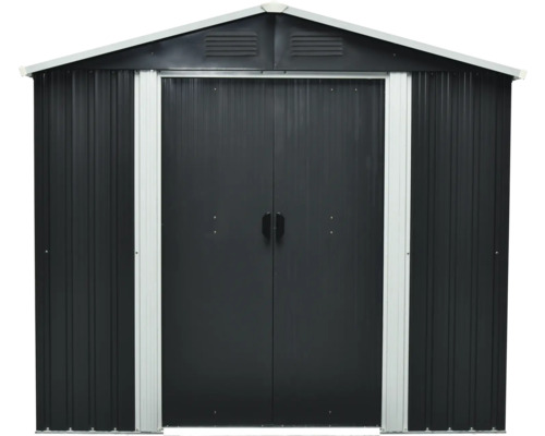 Kovový zahradní domek s dvoukřídlými dveřmi