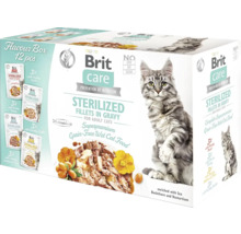 Brit Care mokré krmivo pro kočky, Sterilized, multibalení s různými příchutěmi