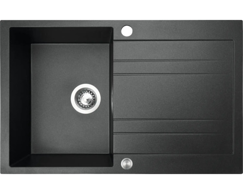 Granitový dřez GRANDE 800 XC Metalblack 510 x 800 mm černá SIGGR80051074XC Černý granitový kuchyňský dřez s odkapávací plochou