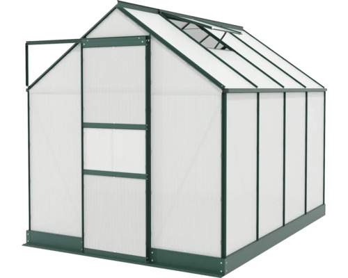 Skleník s otevřenými dveřmi a střešním oknem