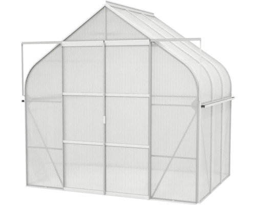 Skleník s polykarbonátovými deskami a hliníkovým rámem