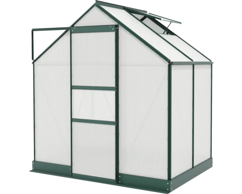 Skleník se střešním oknem a dveřmi