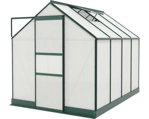 Skleník s otevřenými dveřmi a střešním oknem