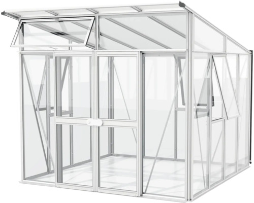 Skleník s hliníkovým rámem a otevřenými okny pro zahradničení