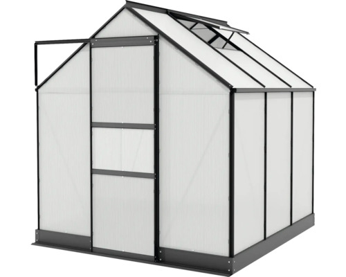 Skleník s otevřenými dveřmi a střešním oknem