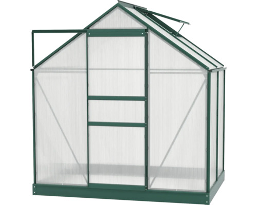 Skleník s otevřenými dveřmi a střešním oknem