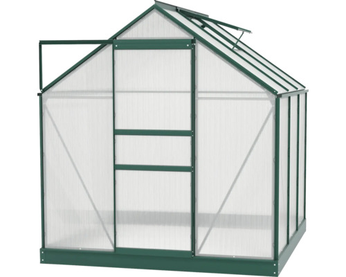 Skleník s otevřenými dveřmi a střešním oknem