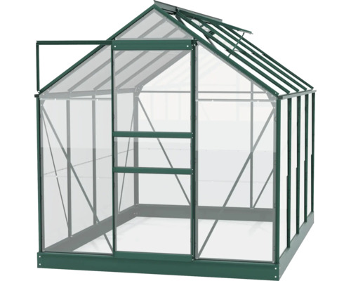 Skleník s otevřenými dveřmi a střešním oknem