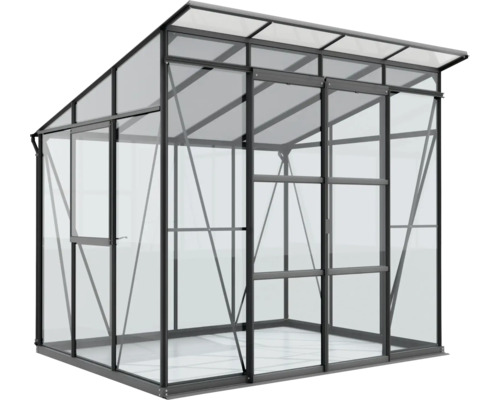 Skleník s ocelovým rámem a skleněnými panely