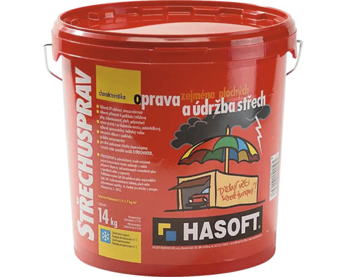 Tekutá hydroizolace Hasoft STŘECHUSPRAV 7 kg červenohnědá Kbelík střešní opravné hmoty 14 kilogramů