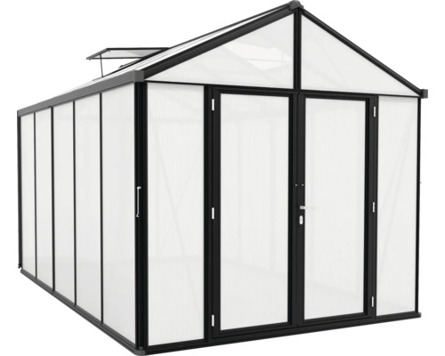 Skleník se střešním oknem a dvoukřídlými dveřmi