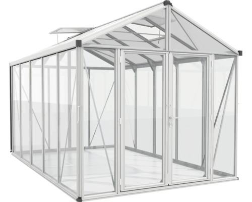 Skleník s hliníkovým rámem a skleněnými panely