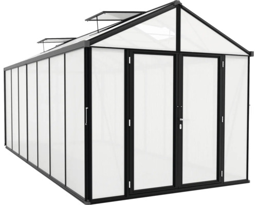 Skleník se střešními okny a dvoukřídlými dveřmi