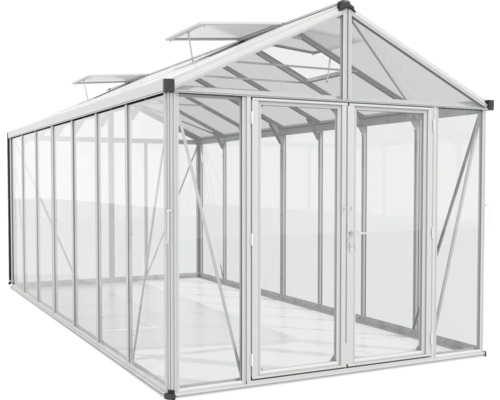 Skleník s hliníkovým rámem a skleněnými panely