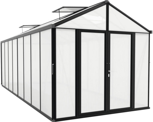 Skleník se střešními okny a dvoukřídlými dveřmi