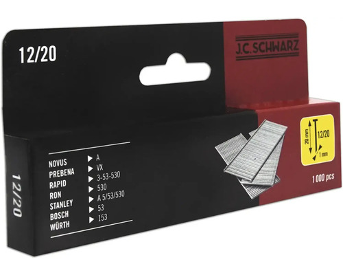 Hřebík 12/20 J.C.Schwarz, 1 000 ks Sponky J.C. Schwarz typ 12/20, 1000 kusů