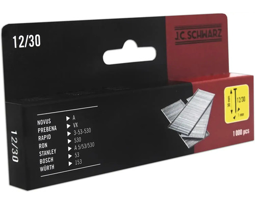 Sponky J.C. Schwarz 12/30, balení 1000 kusů