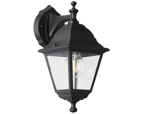 Černé venkovní nástěnné svítidlo s čirým sklem