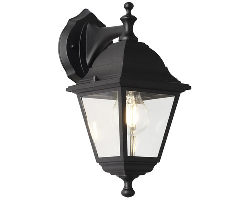 Černé venkovní nástěnné svítidlo s čirým sklem