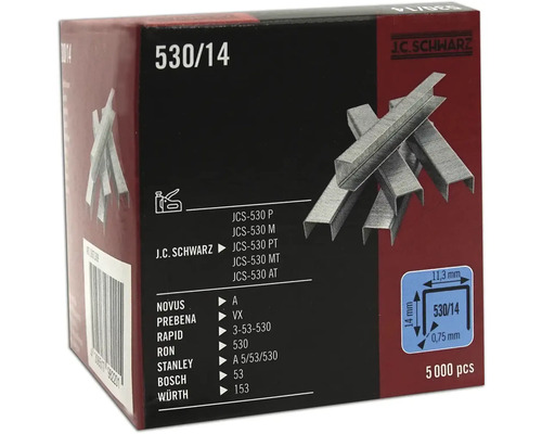 Balení J.C. Schwarz sponky typ 530/14 s 5000 kusy