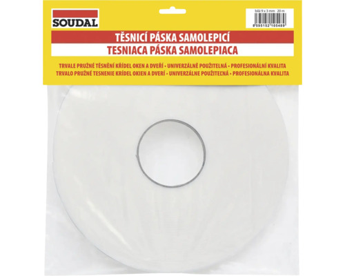 Těsnicí páska SOUDAL samolepicí 9 mm x 20 m pro okna a dveře bílá