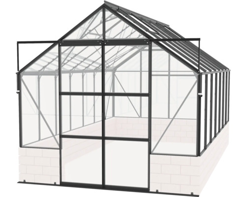 Skleník se skleněnými stěnami a hliníkovým rámem